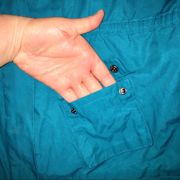 Turquoise Lightweight Jacket, Teal Raincoat, Spring Blue, Kenneth Cole, Medium - Picture 8 of 16